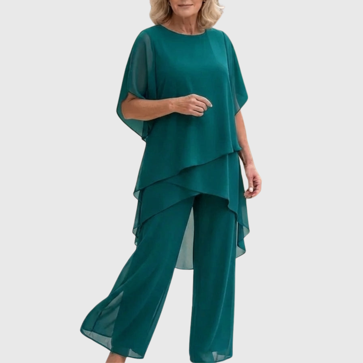 Linda | Suit with draped palazzo pants