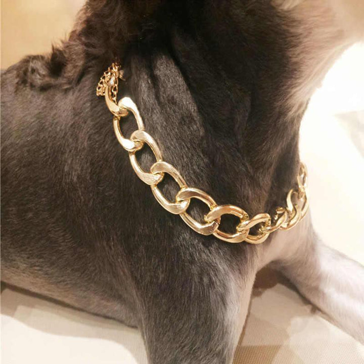 Azura | Pet Jewelry Thick Gold Chain Collar