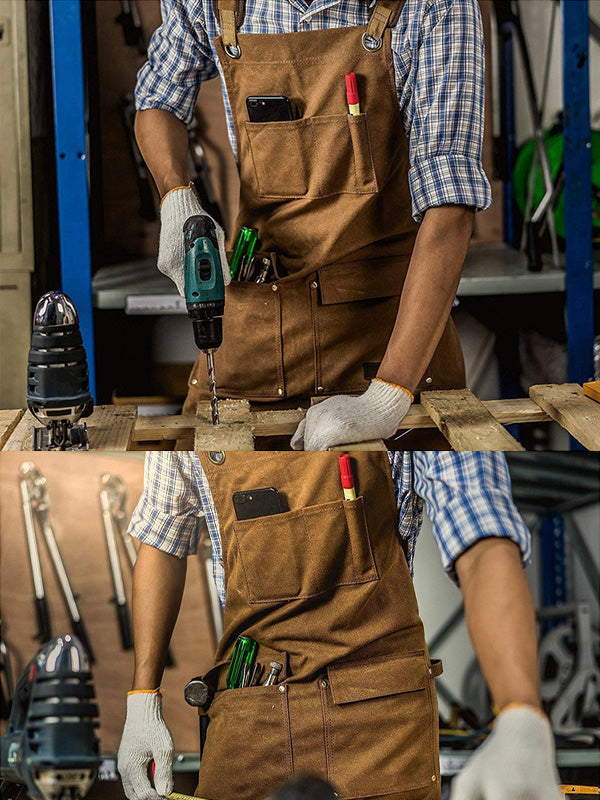 Durable Work Apron Made from Waxed Canvas