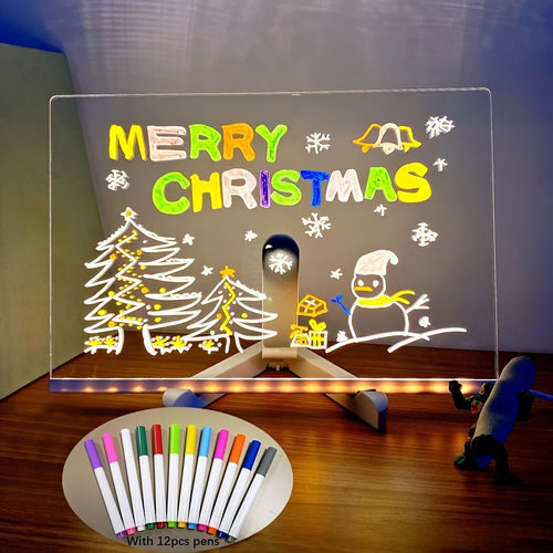 Azura | USB LED Noteboard with 12 Colored Pens - Bright Message Board for Office & Home
