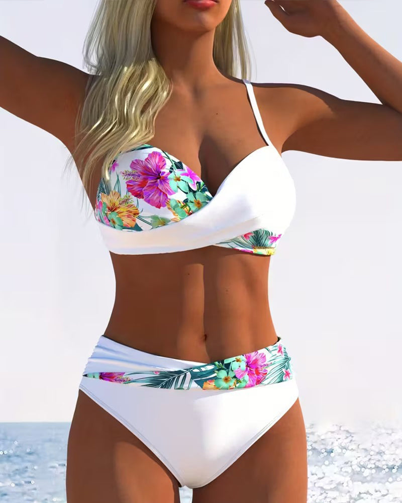 Bikini Bralette Style Contrast Print