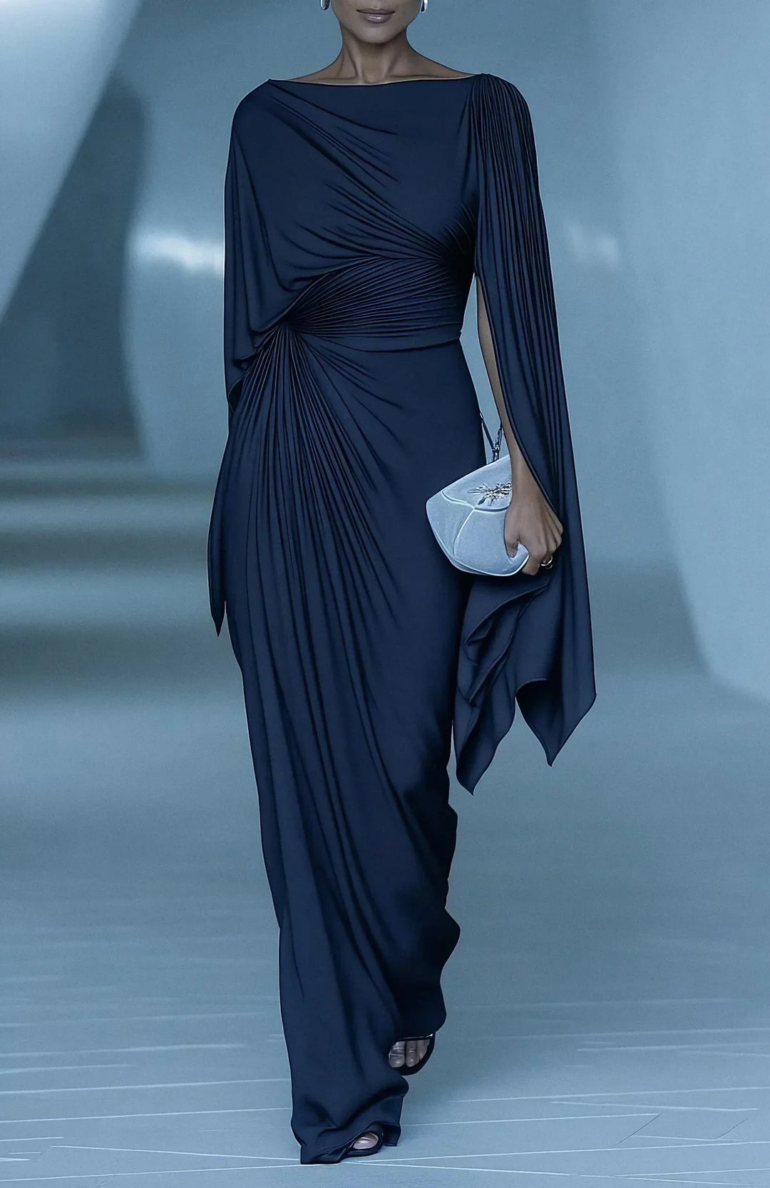 Cecilia - Pleated-Drape Maxi Dress