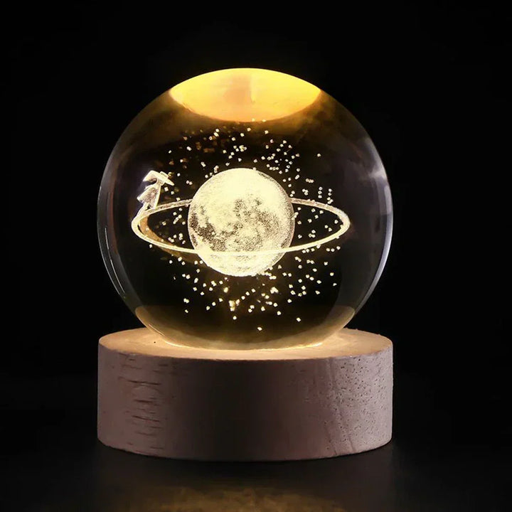BowLift | Night Light Wooden Base Crystal Ball Lamp