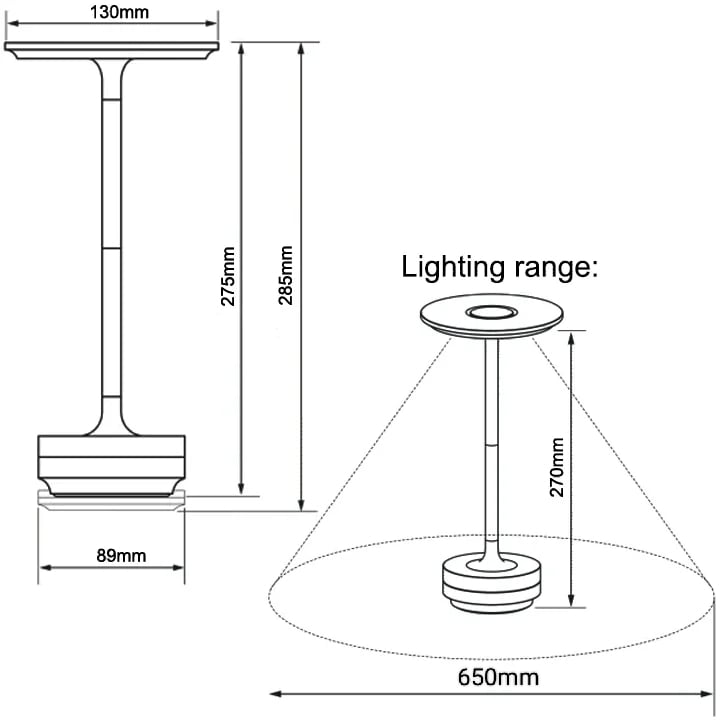 BowLift | Cordless Table Lamp - Dimmable & Rechargeable Waterproof Desk Light