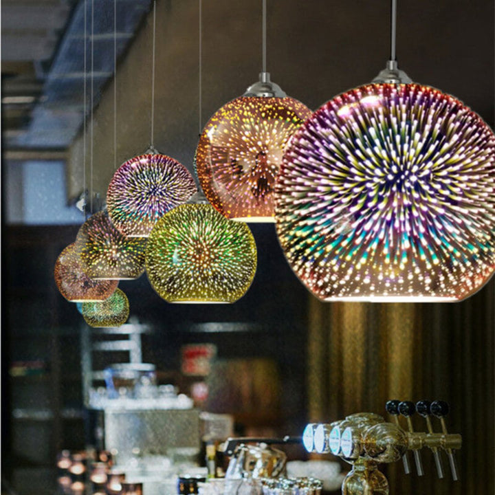 BowLift | Modern creative 3D colorful firework glass 1-light dome pendant lamp