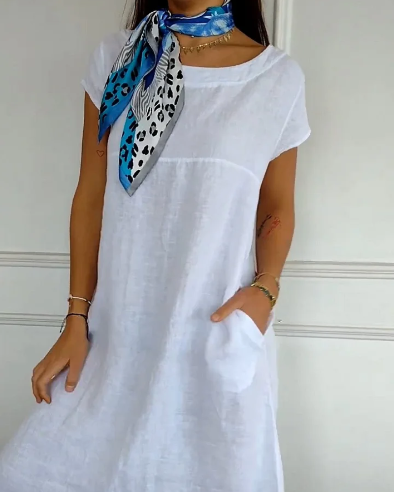 Juniper - Trendy Cotton Linen Dress with Pockets