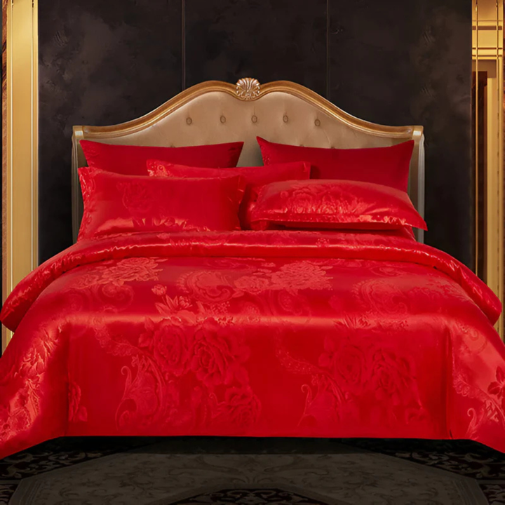 BowLift | Satin Floral Bedding Set with Duvet Cover and Pillowcases
