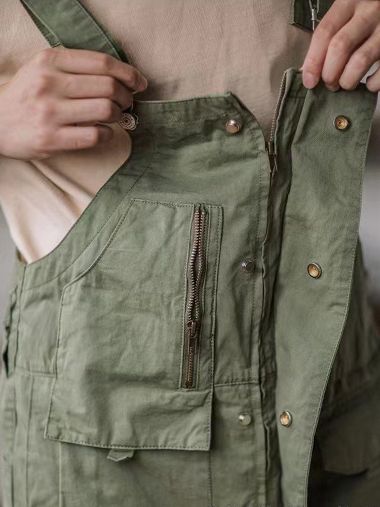 Loose-Fitting Dungarees with Large Pockets and Zip
