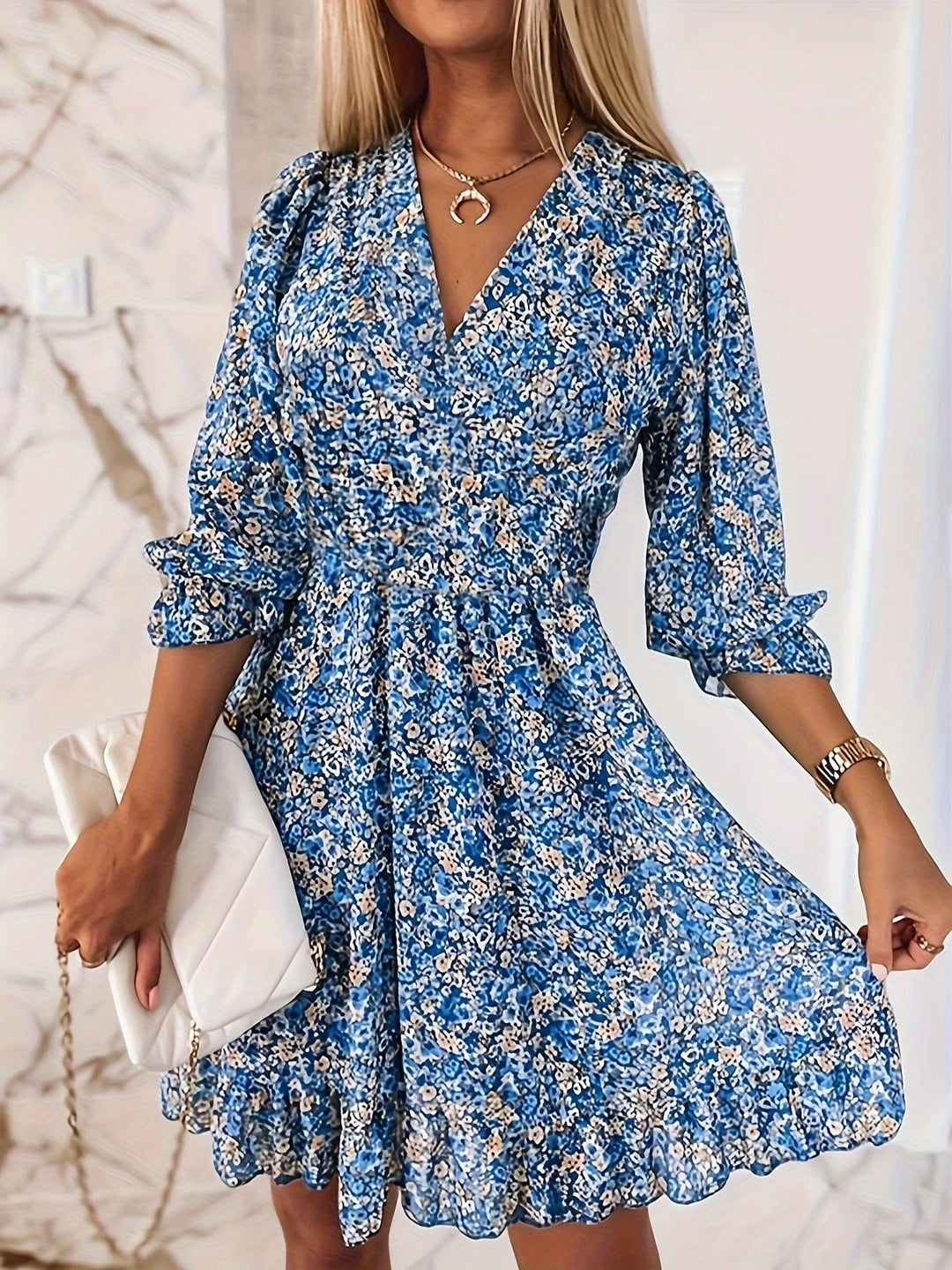 Evie | Elegant Floral Ruffle Mini Dress