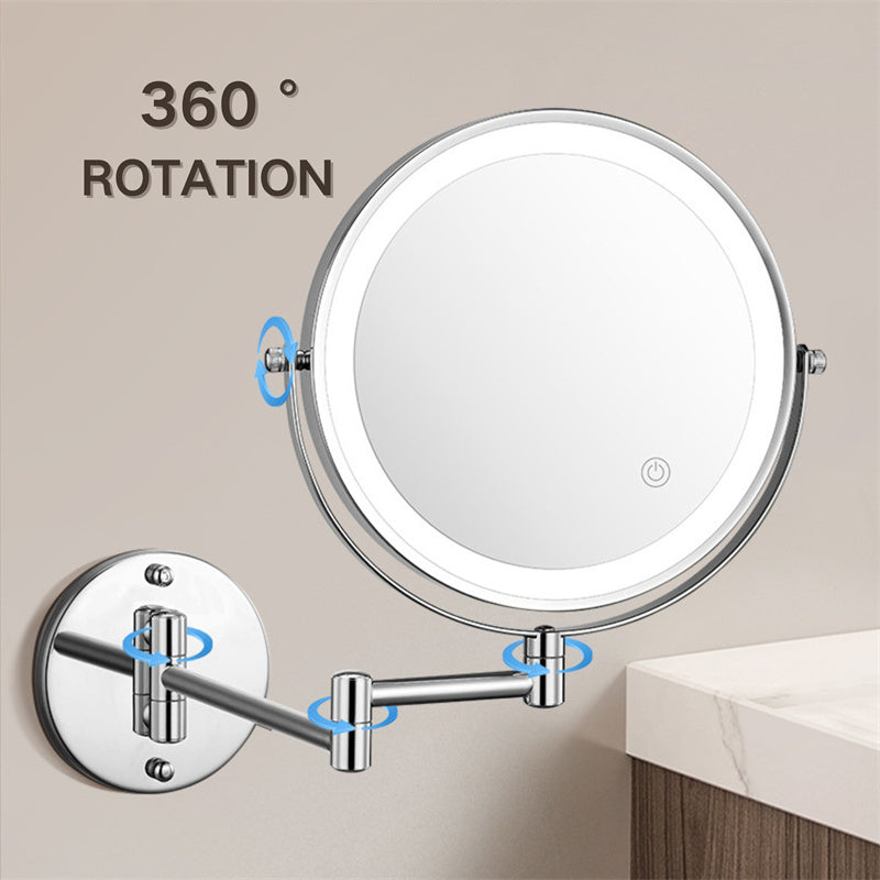 Azura | Rechargeable wall-mounted shaving mirror | 360° rotation. 1X/10X magnification and adjustable LED lighting for use in the bathroom