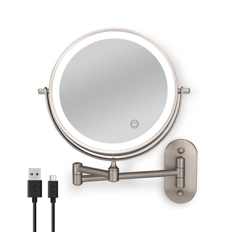 Azura | Rechargeable wall-mounted shaving mirror | 360° rotation. 1X/10X magnification and adjustable LED lighting for use in the bathroom