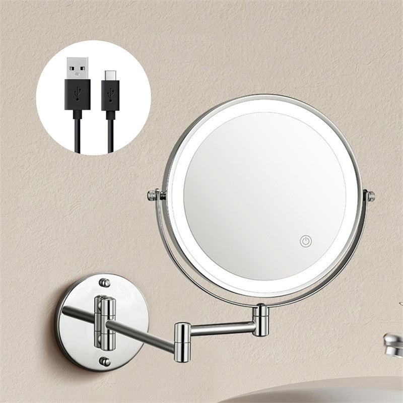 Azura | Rechargeable wall-mounted shaving mirror | 360° rotation. 1X/10X magnification and adjustable LED lighting for use in the bathroom