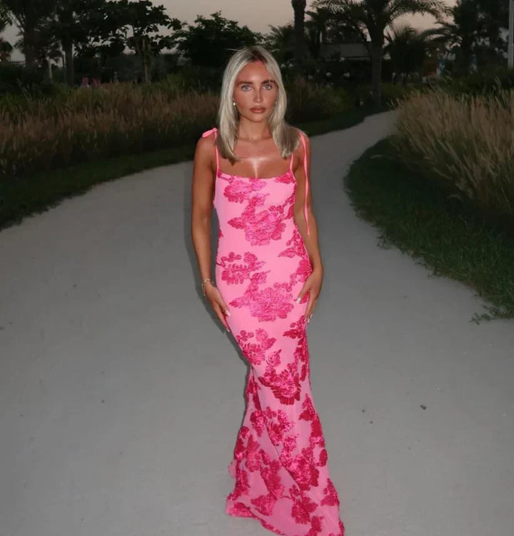 LILY - Floral Maxi Dress With Adjustable Straps