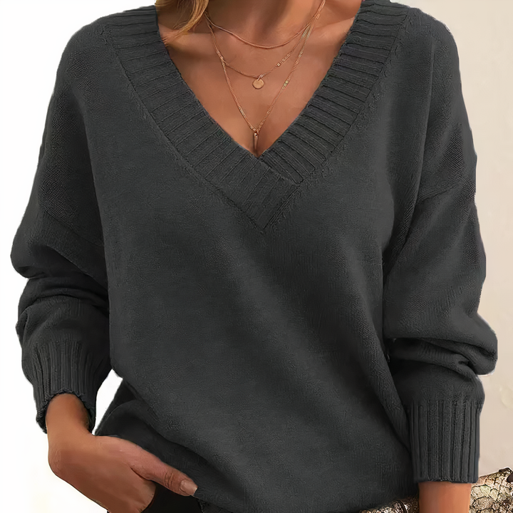 Aria | Chic Deep V-Neck Relaxed Fit Sweater