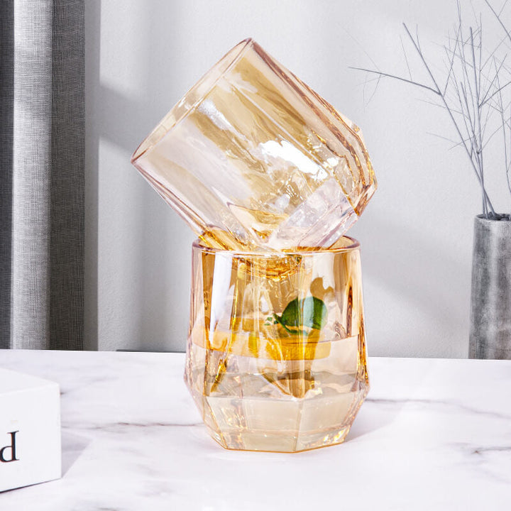 BowLift | Amber hexagonal Glass Cups