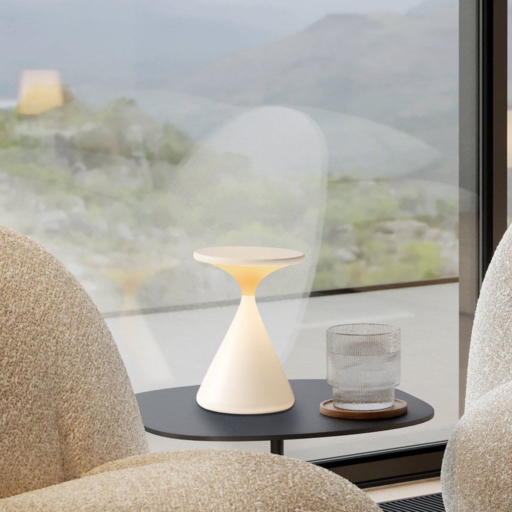 BowLift | Aeron Hourglass Battery Table Lamp | Dimmable LED Table Lamp Without Cable