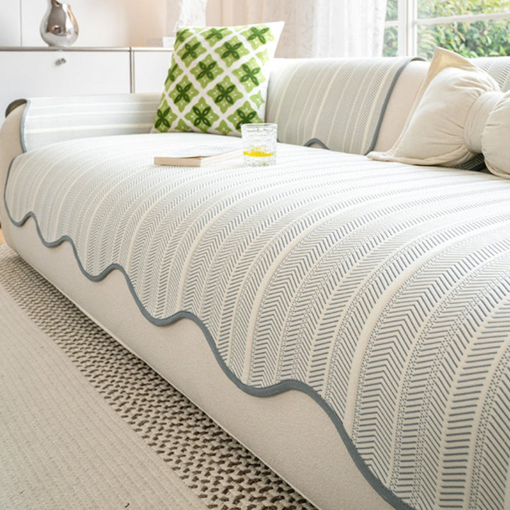 BowLift | Aurivelle Herringbone Scallop Edge Sofa Cover