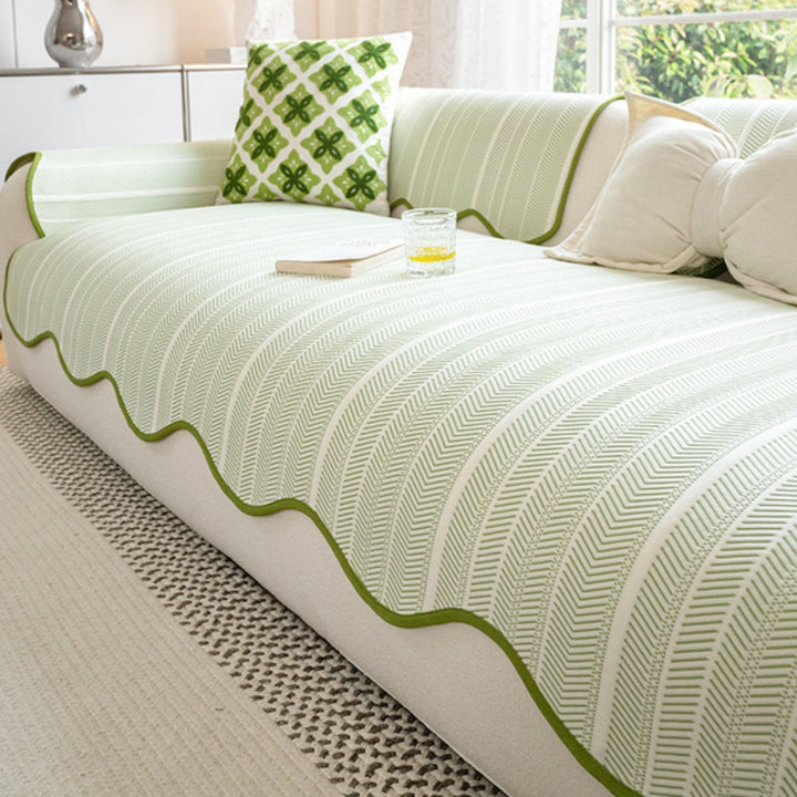 BowLift | Aurivelle Herringbone Scallop Edge Sofa Cover