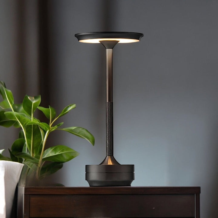 BowLift | Cordless Rechargeable Modern Aura Table Lamp with Touch Controls | Wireless LED Light for Modern Side Tables and Office Desks | Minimalist Table Lamp
