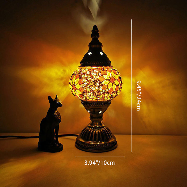 BowLift | Traditional Tiffany Oval Glass Iron 1-Light Table Lamp for the Living Room