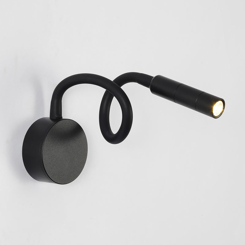 BowLift | Modern Minimalist Iron Round Flexible Bend Tube LED Reading Lamp Wall Sconce Lamp for Bedroom