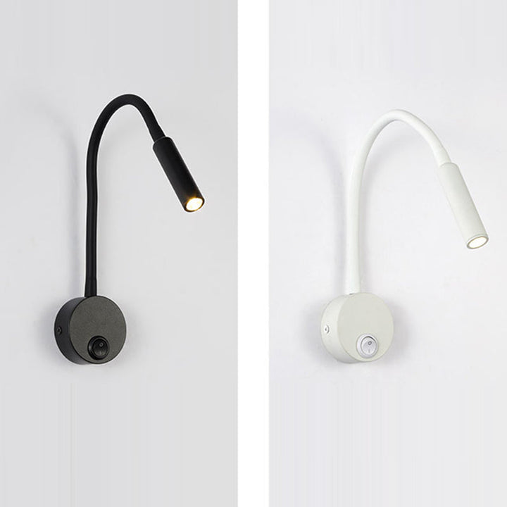 BowLift | Modern Minimalist Iron Round Flexible Bend Tube LED Reading Lamp Wall Sconce Lamp for Bedroom