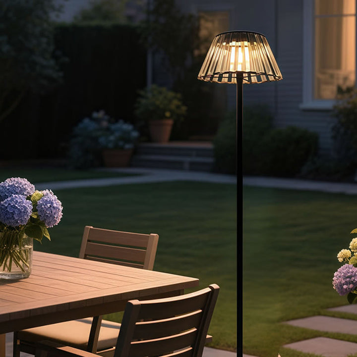 Contemporary Industrial Waterproof Solar USB Iron Glass Outdoor LED Standing Floor Lamp For Garden | Bowlift