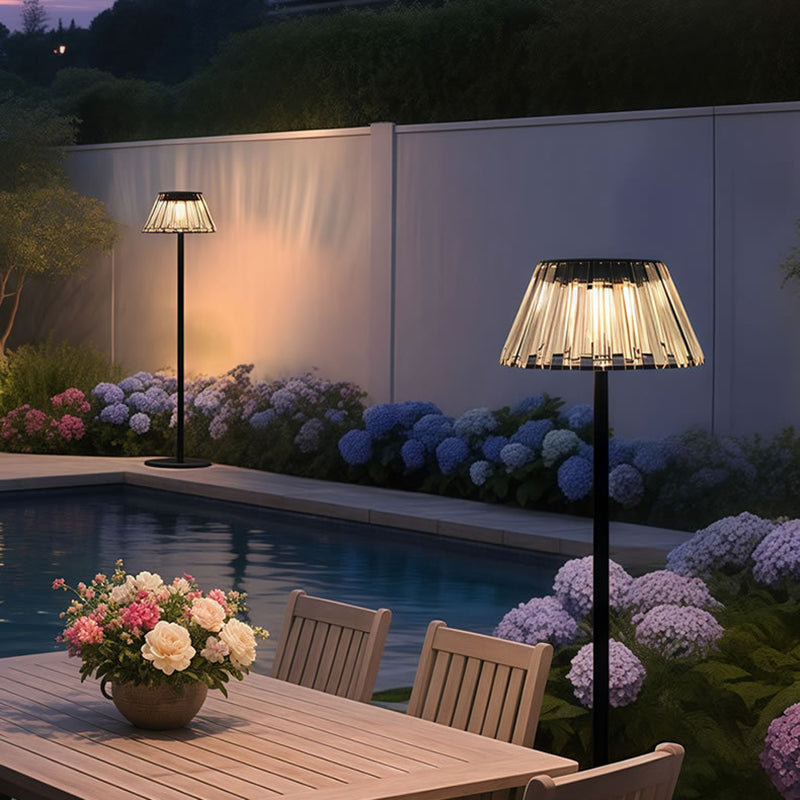 Contemporary Industrial Waterproof Solar USB Iron Glass Outdoor LED Standing Floor Lamp For Garden | Bowlift