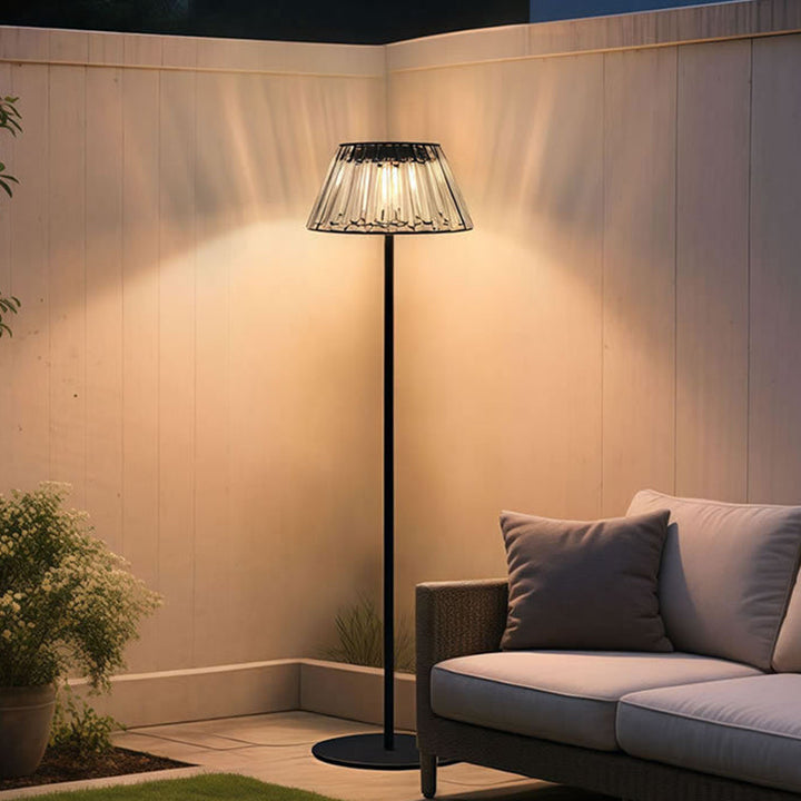 Contemporary Industrial Waterproof Solar USB Iron Glass Outdoor LED Standing Floor Lamp For Garden | Bowlift