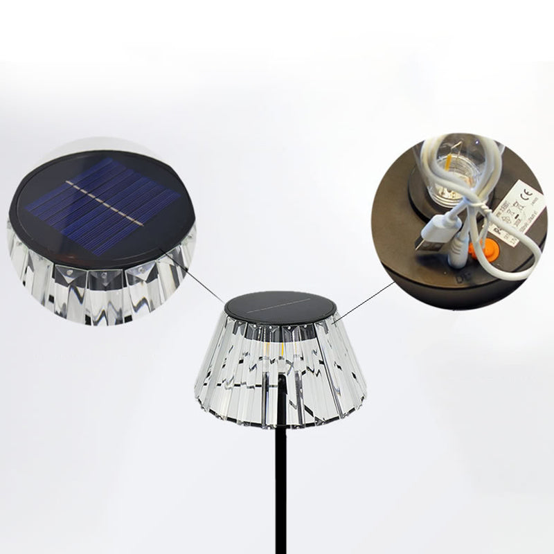 Contemporary Industrial Waterproof Solar USB Iron Glass Outdoor LED Standing Floor Lamp For Garden | Bowlift