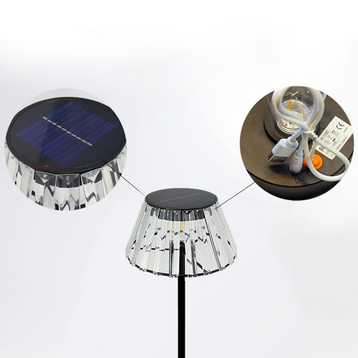 Contemporary Industrial Waterproof Solar USB Iron Glass Outdoor LED Standing Floor Lamp For Garden | Bowlift