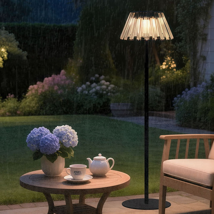 Contemporary Industrial Waterproof Solar USB Iron Glass Outdoor LED Standing Floor Lamp For Garden | Bowlift