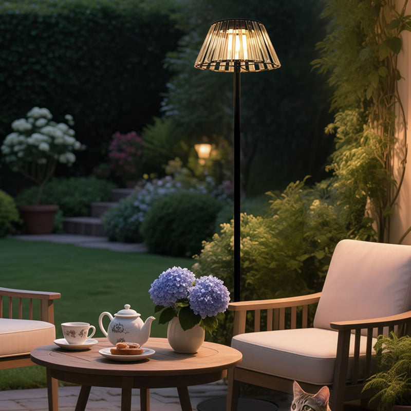 Contemporary Industrial Waterproof Solar USB Iron Glass Outdoor LED Standing Floor Lamp For Garden | Bowlift