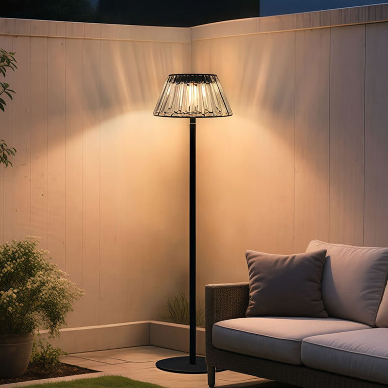 Contemporary Industrial Waterproof Solar USB Iron Glass Outdoor LED Standing Floor Lamp For Garden | Bowlift