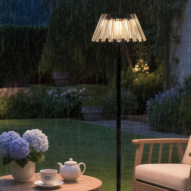 Contemporary Industrial Waterproof Solar USB Iron Glass Outdoor LED Standing Floor Lamp For Garden | Bowlift