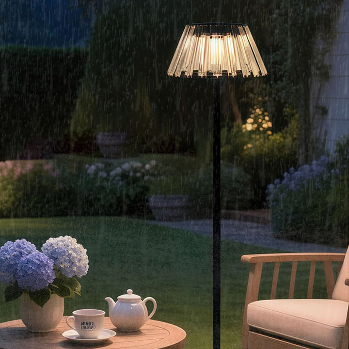Contemporary Industrial Waterproof Solar USB Iron Glass Outdoor LED Standing Floor Lamp For Garden | Bowlift