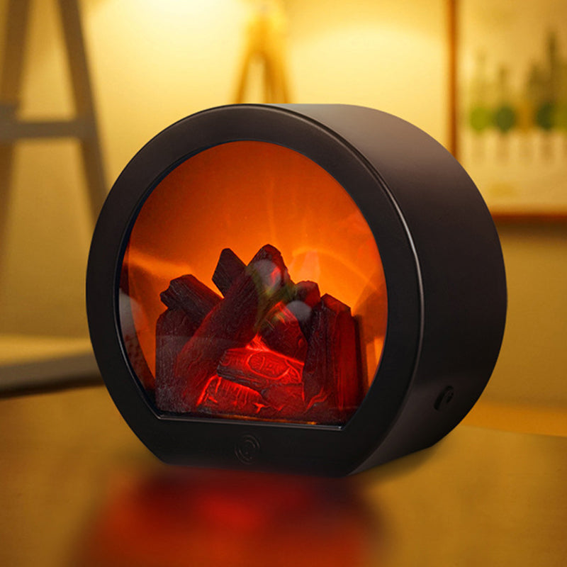 BowLift | Contemporary Retro ABS Simulated Flame Fireplace Round Battery Rectangular LED Table Lamp For Living Room