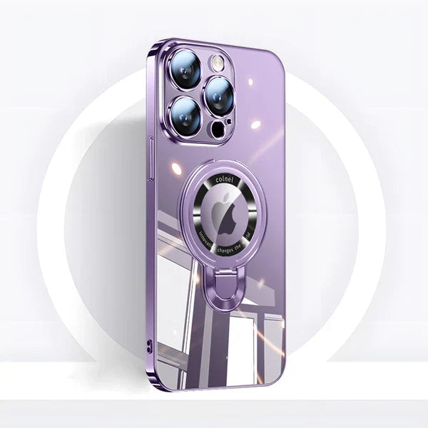 Azura | iPhone MagSafe Series | Transparent electroplated rotating stand phone case