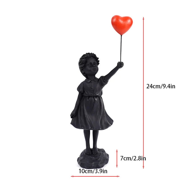 BowLift | Sculpture of a girl with balloon in Banksy style for table decoration and creative living room decoration