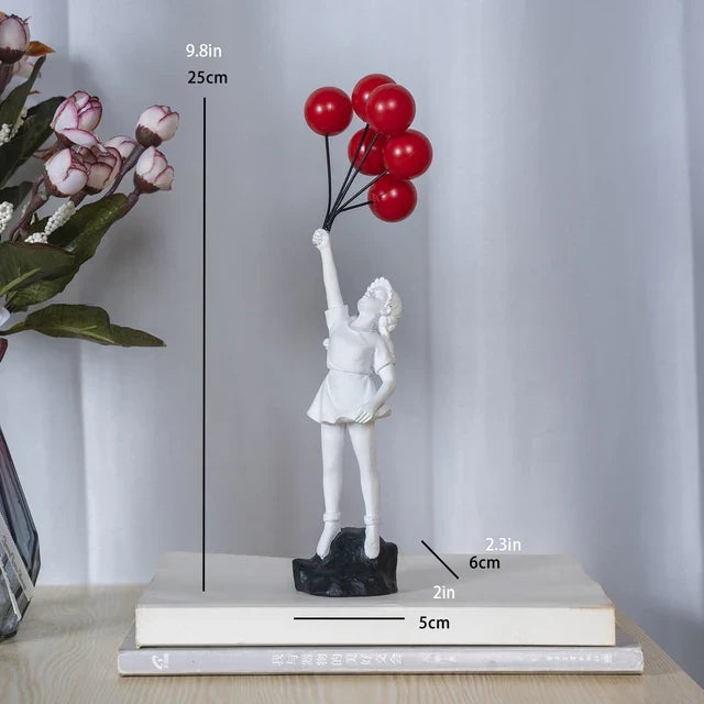 BowLift | Sculpture of a girl with balloon in Banksy style for table decoration and creative living room decoration