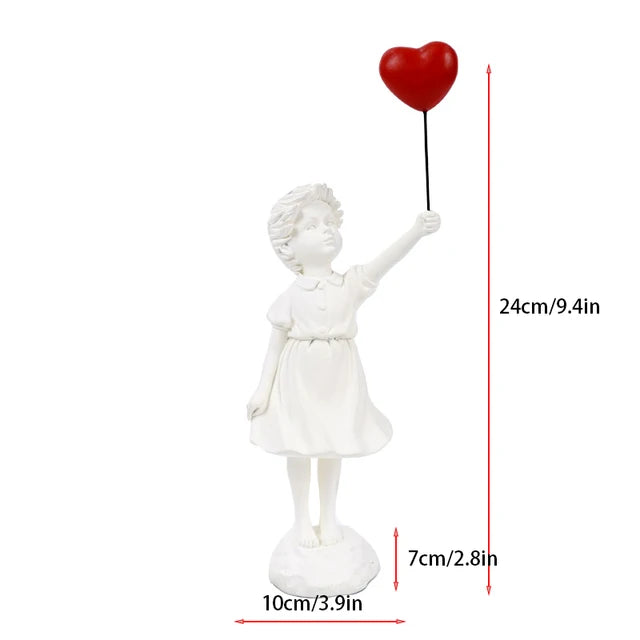 BowLift | Sculpture of a girl with balloon in Banksy style for table decoration and creative living room decoration