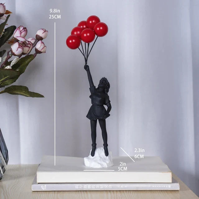 BowLift | Sculpture of a girl with balloon in Banksy style for table decoration and creative living room decoration