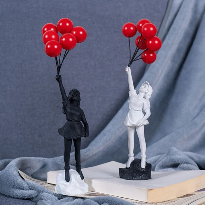 BowLift | Sculpture of a girl with balloon in Banksy style for table decoration and creative living room decoration