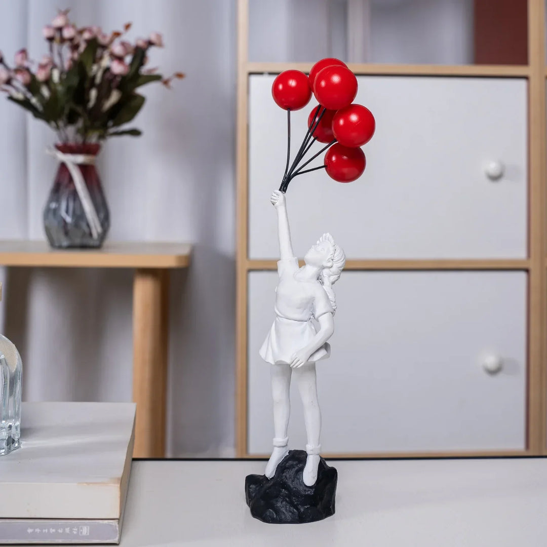BowLift | Sculpture of a girl with balloon in Banksy style for table decoration and creative living room decoration