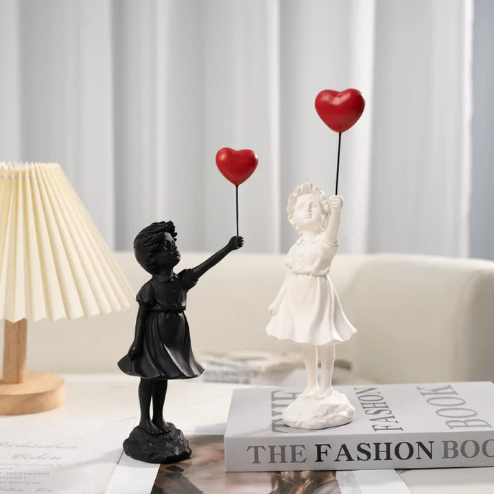BowLift | Sculpture of a girl with balloon in Banksy style for table decoration and creative living room decoration