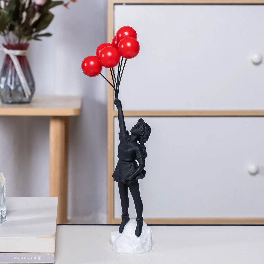 BowLift | Sculpture of a girl with balloon in Banksy style for table decoration and creative living room decoration