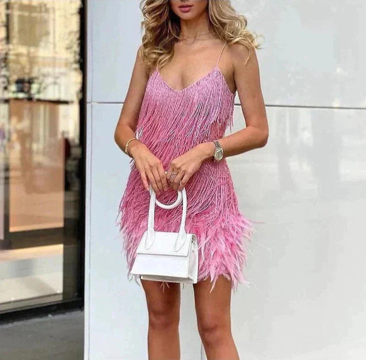 ALEXIS – MODERN FEATHERED PARTY DRESS FOR NIGHT OUT