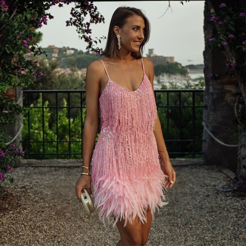 ALEXIS – MODERN FEATHERED PARTY DRESS FOR NIGHT OUT