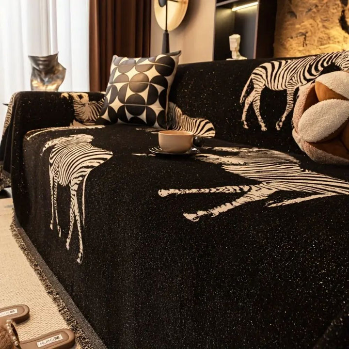 BowLift | Black Stride Zebra Sofa Cover