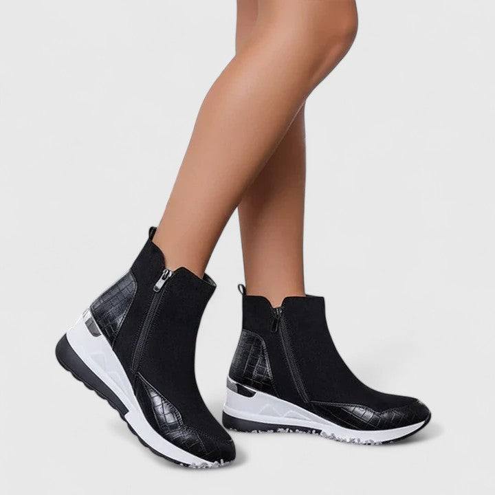 BROOKE – STYLISH ZIP-UP WEDGE BOOTS